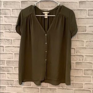 Dark olive green silky shirt